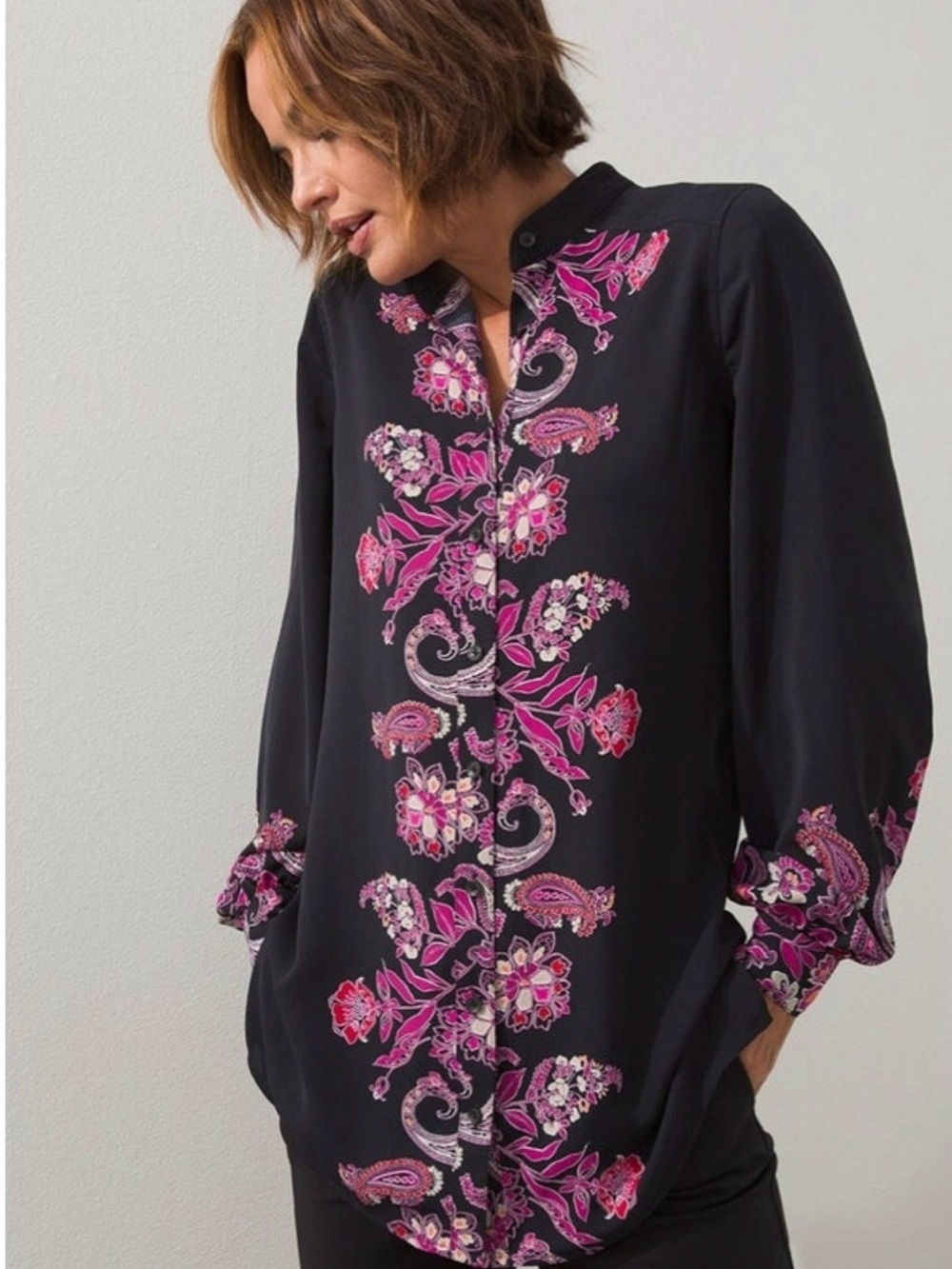 Chico’s Floral Notch Neck Tunic